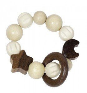 Drewniana grzechotka, księżyc i gwiazda