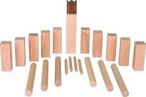 Duży KUBB gra Wikingów z bawełnianą torbą "Brązowy król"