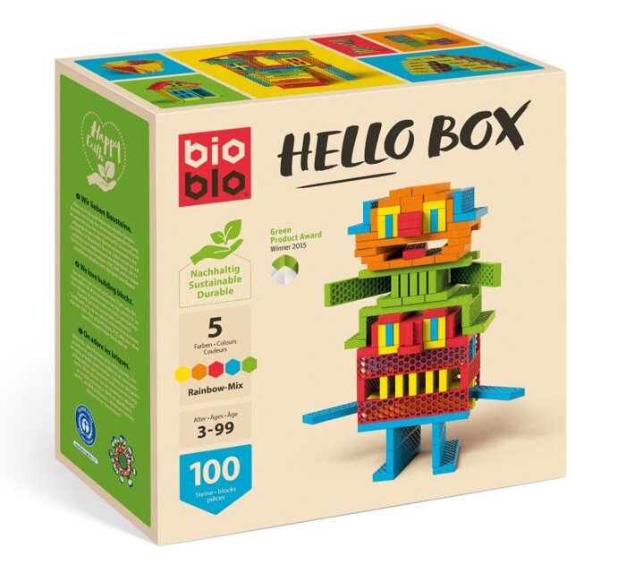 Klocki dla dzieci tęczowy Hello Box Bioblo 100 elementów